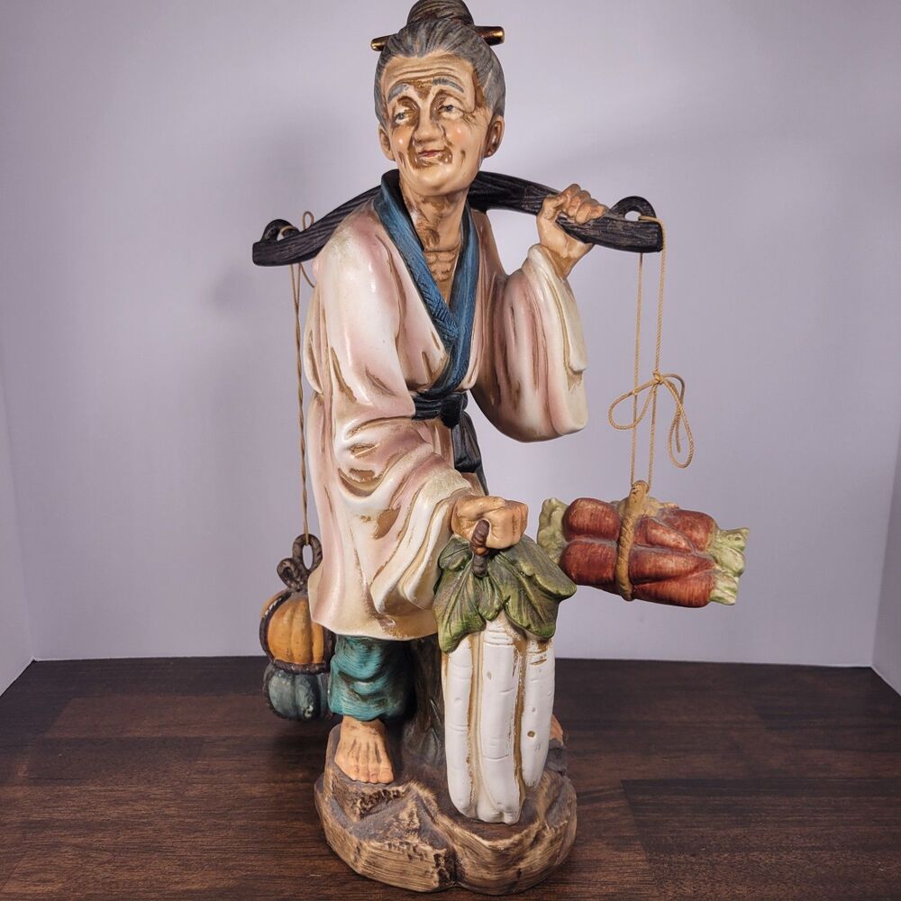 Vintage Ceramic Yamakuni Lady Farmer Handcrafted Japanese Figurine Statue Decor